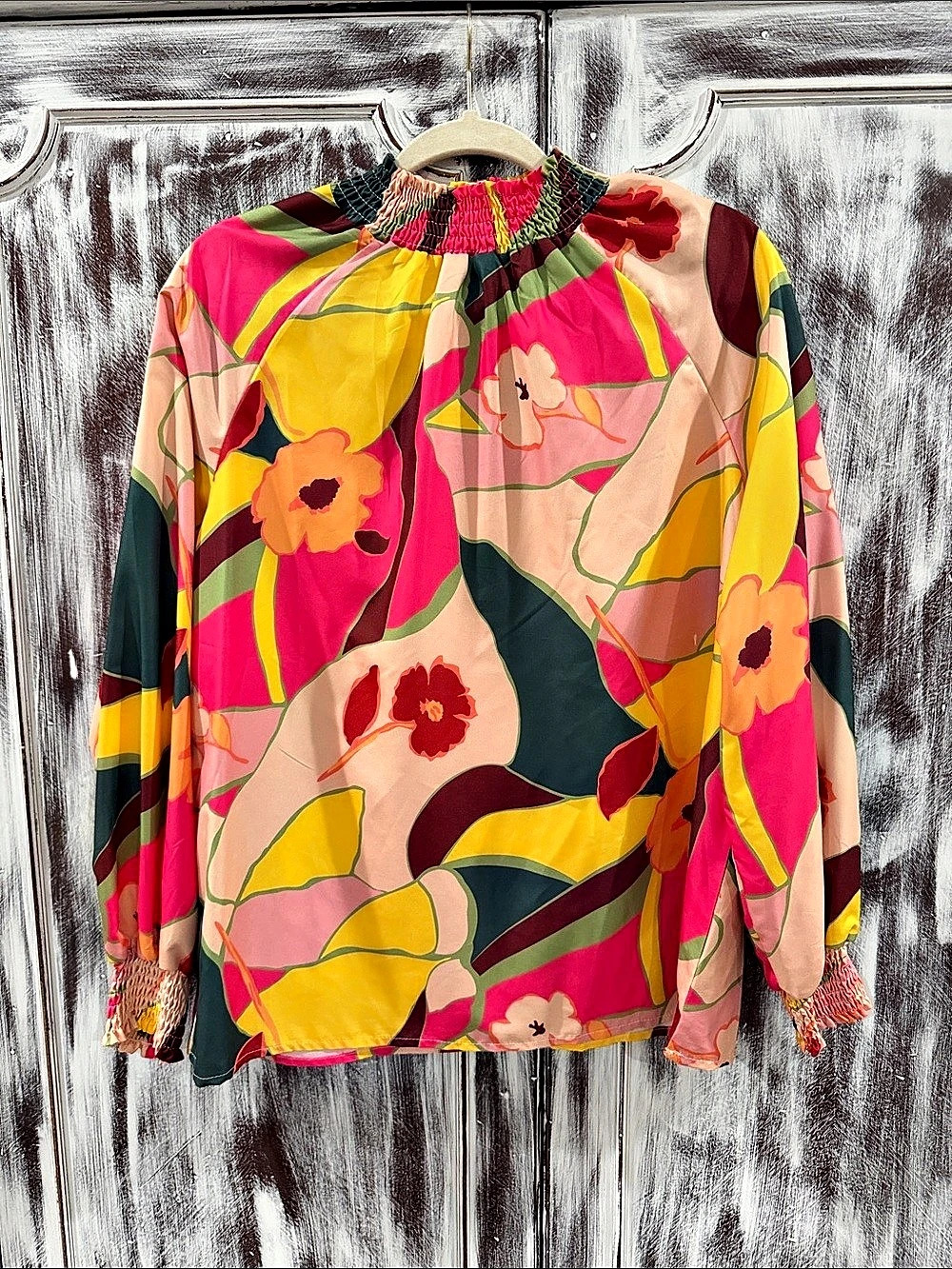 Floral Blouse in Pink & Yellow Like New